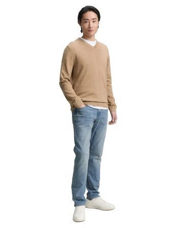 Tom Tailor Basic V-Neck Knit - Beige - L