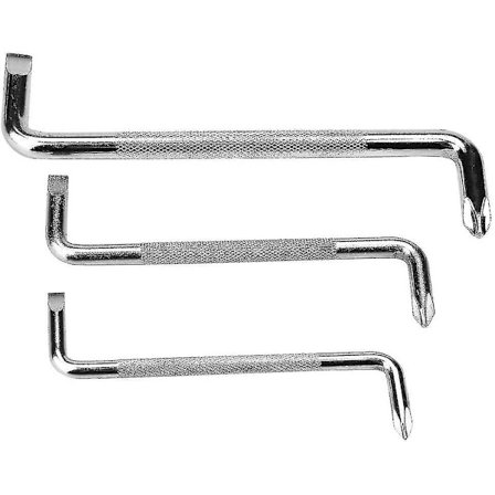 3-delt skrutrekkersett Krom-Vanadium Z-formet rett vinkel