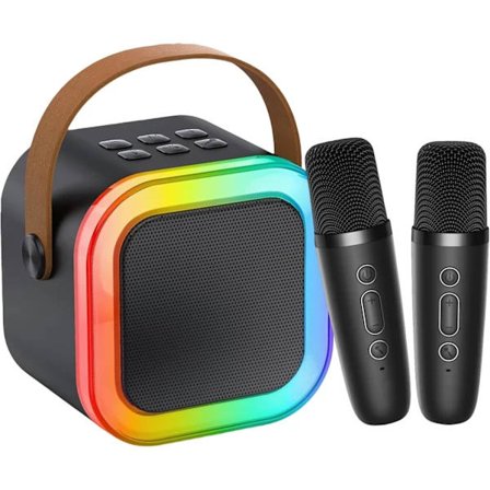 Portable Karaoke Machine with Bluetooth Speaker and 2 Microphones
