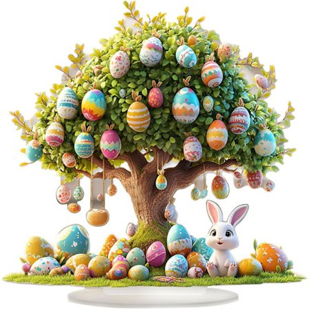 Pääsiäismunan puukoriste litteä akryyli pääsiäispupu koriste 17x24cm loma kodin sisustus