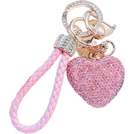 Hjärtformad nyckelring med strass - Handväskhänge - Tillbehör - Present till kvinnor och flickor