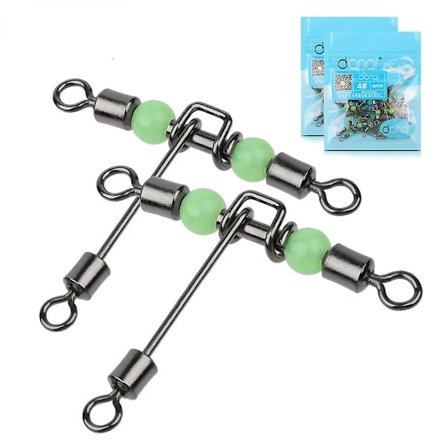 20 stk. Fiskesvirvelkobling Lager Rullende 3-veis T-formet Fiskekrok Sluk Linekobling Fiskeredskap Lysende Perler
