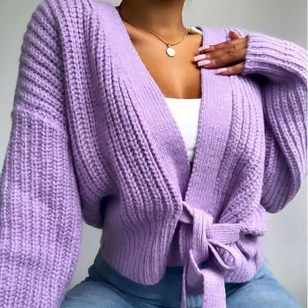 Dam Cardigan Sweater Winter Warm Knit Top Långärmad Casual