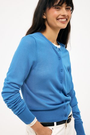 NA-KD Knitted Sheer Cardigan - Cardigans - Blå - XL