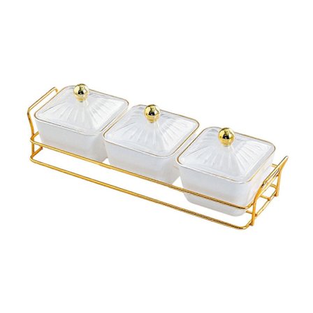 Torkad Fruktfat Set 3 Fack Godis Nötter Skål för Matsal Bröllop Kök