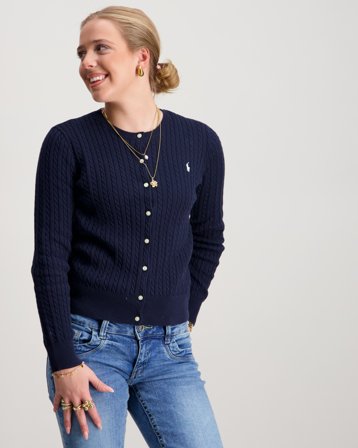 Polo Ralph Lauren Mini-Cable Cotton Cardigan Bleu Pulls Fille - Kids Brand Store