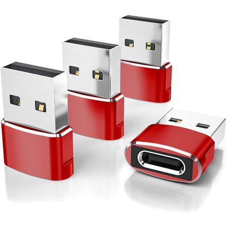 USB till USB-C Adapter 4-pack, Typ C Hona till A Hane Laddningskabelkonverterare för Apple iWatch 8 7, Mac, iPhone 12 13 14 15 Max Pro, Airpods