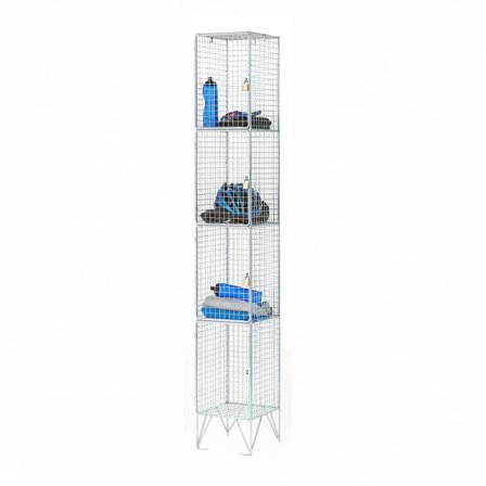 Wire mesh locker, 4 doors, 1980x305x305 mm