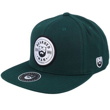 Bearded Man - Grön snapback Keps - Beard Logo R Classic Spruce Snapback @ Hatstore