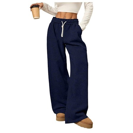 Vida Ben Svettbyxor med Hög Midja, Raka Ben och Dragsko med Elastisk Midja för Dam