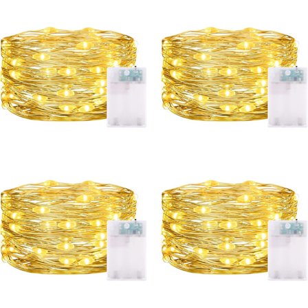 4 x 50 LED Batteridriven Ljusslinga, 5m, Batteridriven, med Timer, Dekorativ LED Ljusslinga, Batteridriven, Vattentät, för