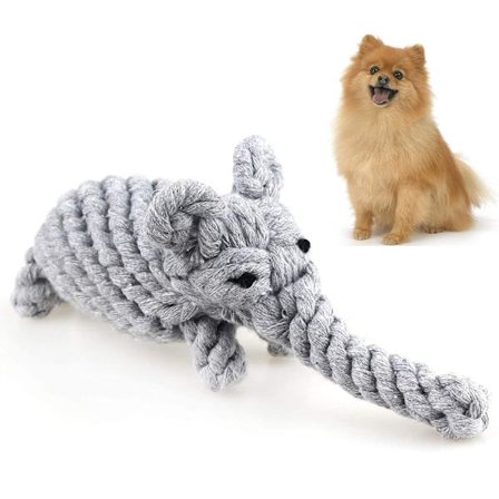 Bomulds tyggelegetøj til hunde, hvalpelegetøj, kæledyrstænder, træningslegetøj, lindrer angst, hundelegetøj (Elefant)