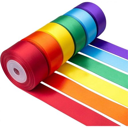 Regnbue Satinbånd 2,5 cm Bredt Farverigt Bånd Bulk Båndruller Assorteret Ensfarvet Gør-det-selv