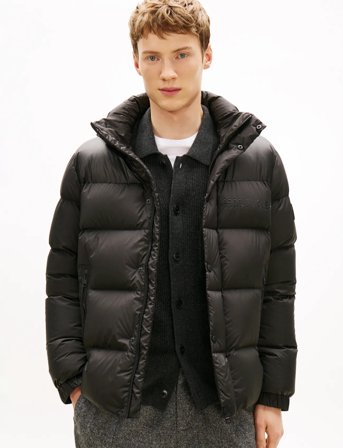 Tommy Hilfiger Mix Down Hooded Puffer - Black - S