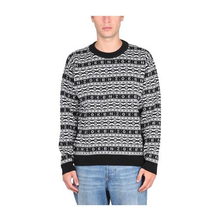 Kenzo, Round-neck Knitwear Zwart, Heren, Maat:XL