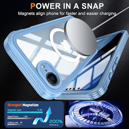 Beskyttende iPhone 16E-cover med magnetisk trådløs opladning Blue