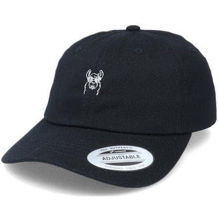 Abducted - Cool Tiny Lllama Black Dad Cap Unconstructed Black Cap - @ Hatstore