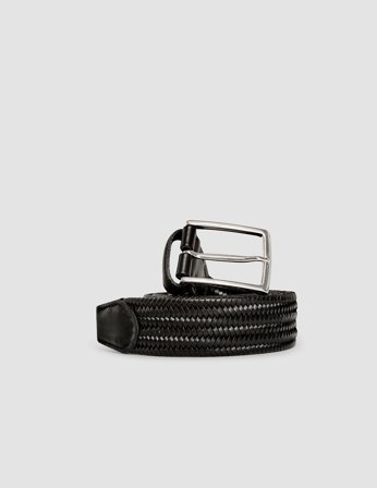 Shaping New Tomorrow - Braided Leather Belt - Black - Herre - Størrelse 90