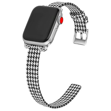 Canvas klokkereim kompatibel med Apple Watch Band, justerbar pustende myk nylon perlebesatt sportsreim for iWatch Series (42/44/4