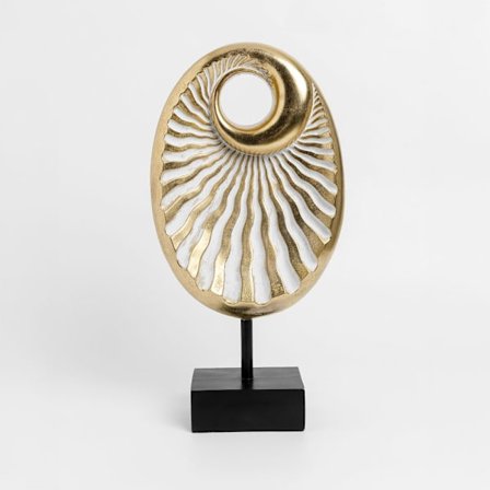 Soikea spiraalitoteemi 22x8x42cm polyresiini kulta/musta