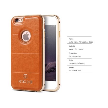 iPhone 6/6S plus -Stilrent Läderskal Alu-ram från FLOVEME