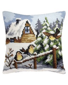 Broderikit Kudde Vinter Fåglar - Orchidea