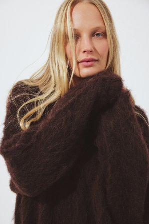 Premium Selection - Oversized strikket genser i alpakkablanding - Premium kvalitet - Brun - M