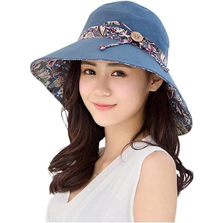 Dam solhatt, bomull bred brätte, resekläder, solskydd, utflykt, barns solhatt, träspänne.