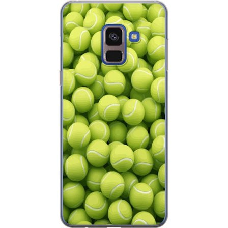 Kompatibel Mobilcover til Samsung Samsung Galaxy A8 (2018) Mønster af grønne tennisbolde i høj detalje, sporty motiv med gentagende tekstur og stæ