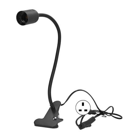 E27/E26 Klemmelampeholder Bordlampeholder Nattelæsningslampe Lampehholder til sovesal i soveværelse 100‐240V UK-stik