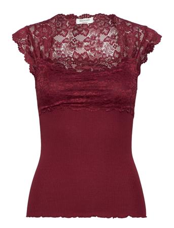 Silk Top W/ Lace Red Rosemunde