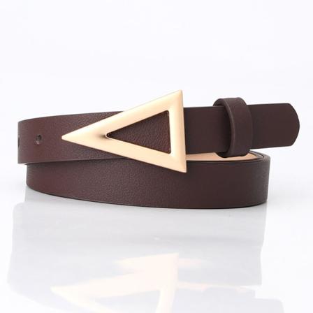 Kvinnor Bälten Trendiga Triangel Spänne Bälte Snap Button Mode All-Match Klänning Bälte Light coffee 1.9cm *107cm