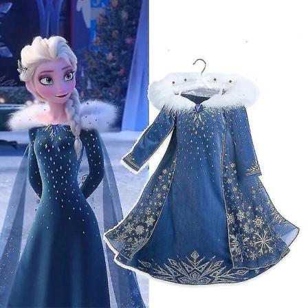 Frozen 2 Elsa Prinsesse Snefnug Kjole Kappe Børn Piger Halloween Party Cosplay Isdronningen Fancy Dress Up Jul Fødselsdag Performance Kostume 6-7 