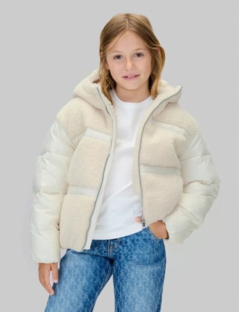 Calvin Klein Teddy Shiny Puffer Jacket - Cream - 140