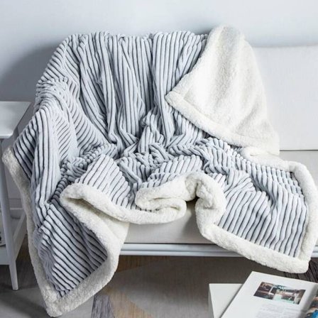 1 st Sherpa Fleece filt Mjuk grå och vit mysig filt Plysch filt Soffa Daybed (51" x 63")