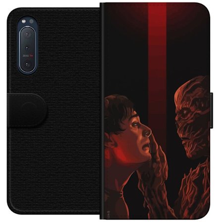 Yhteensopiva Lompakkokotelo Sony Sony Xperia 5 II Pimeä fantasian kuva, jossa korostuu ihmisen ja hirviön kohtaaminen vahvalla draamalla ja psykolog