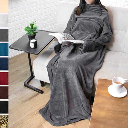 Fleece Wearable Blanket with Sleeves Pocket Fleece Warm TV Blanket Gift Adults