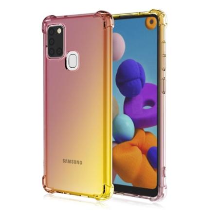 Samsung Galaxy A21S - Floveme Silikonskal Svart/Guld