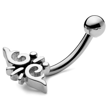 Piercing barbell courbé tribal en acier chirurgical argenté 8 mm pour hommes - Bijoux de piercing