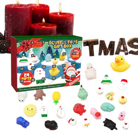 24 dager Julekalender Mochi Dyr Squishy Leker Julefest Gaveartikler