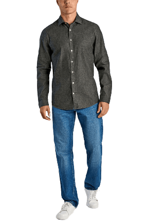 Lindbergh Soft Indigo Stretch Shirt L/S Skjortor Herr Svart M