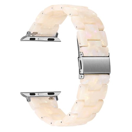 Apple Watch (45 mm) klockarmband med 3 pärlor i resin - Vit