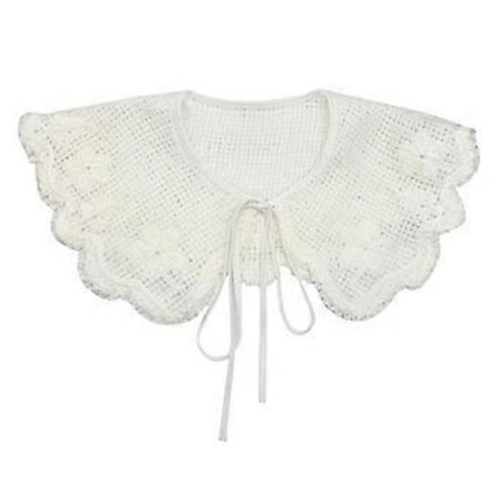 Urholkad Virkad Blomma Fusk Krage Capelet Elegant Stickad Ull Avtagbar Sjal för Kraglös Blus och Klänning