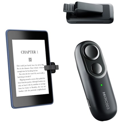 Sidevender Fjernbetjening til Kindle Paperwhite, iPad, iPhone, Android, Tablet, E-bogslæser (Sort)