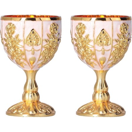 2 Vintage Guld Vinglas, Antik Guld Bæger, Vintage Vinglas, Middelalder Bæger til Køkken, Hjem, Bar, Fest, Bryllupsdekoration