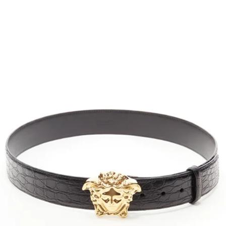 Versace Pre-owned, Pre-owned Leather belts Zwart, Dames, Maat:ONE Size