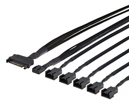 Deltaco strømsplitter - 4-stifts viftekontakt til 4-stifts viftekontakt - 45 cm