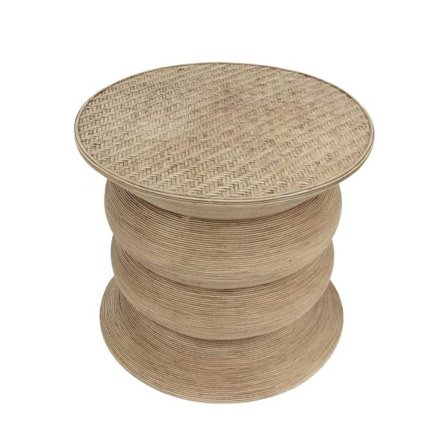 Sidebord i naturlig rattan, bambus, 59x59x53 cm