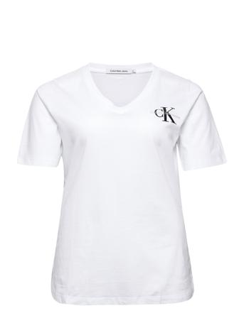 Plus Monogram Slim V-Neck Tee T-shirts & Tops Short-sleeved Hvit Calvin Klein Jeans