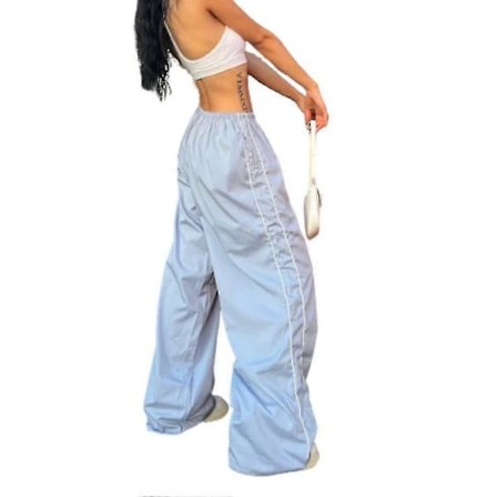 Fallskärmsbyxor för damer, vida ben, baggy y2k-träningsbyxor för kvinnor